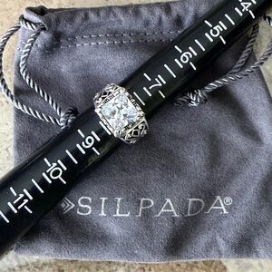 Silpada Uptown Ring,  .925 Sterling Silver and Swarovski Crystal, Size 8